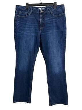 Lee Regular Fit Straight Leg Mid Rise Jeans 40" Waist Blue Medium Wash Denim